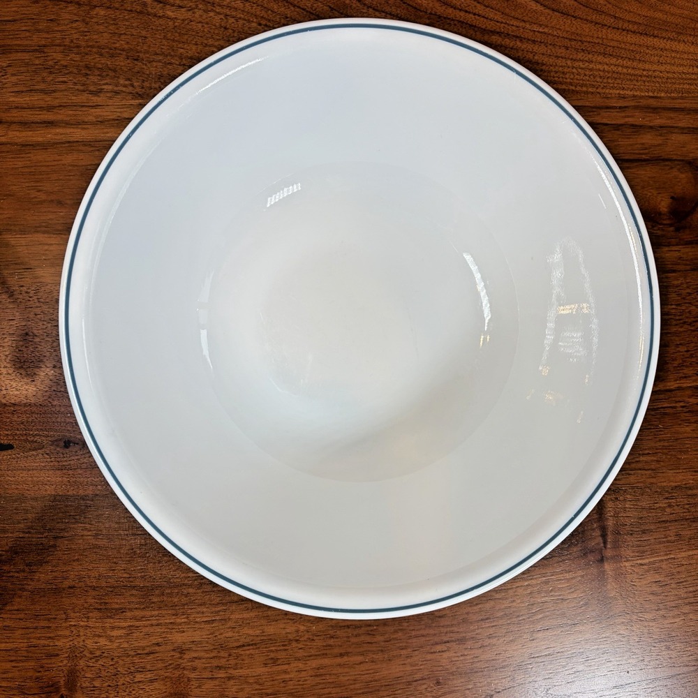 Corelle 2-Quart 10 inch Large Blue Rimmed Pasta Serving Bowl White Vitrelle